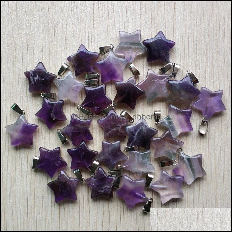 amethyst crystal five point star shape stone charms pendants for diy jewelry making wholesale