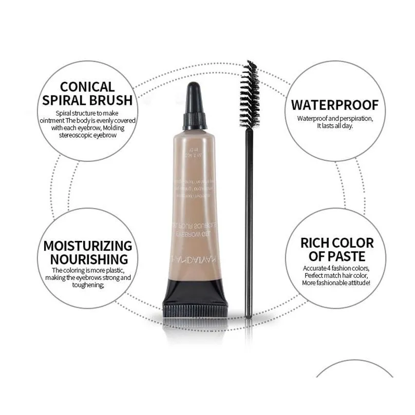 handaiyan eyebrow enhancers gel cream conical spiral brush waterproof non halo dyeing eye brow setting beauty makeup