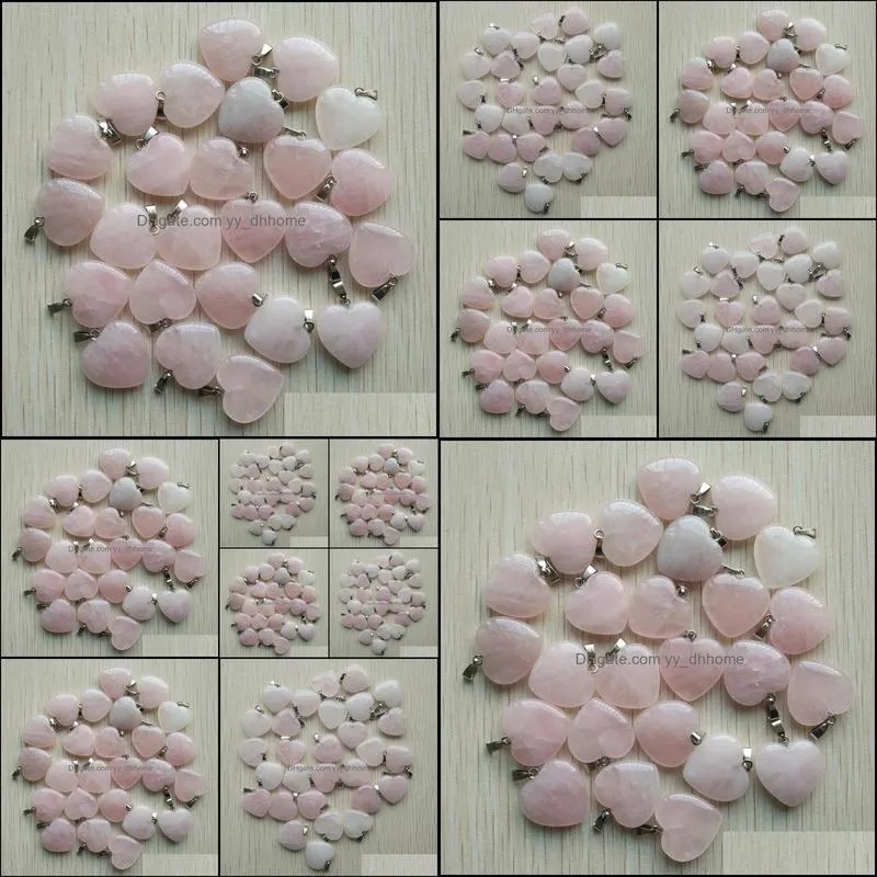 20mm rose quartz heart natural stone charms pendants for necklace jewelry making