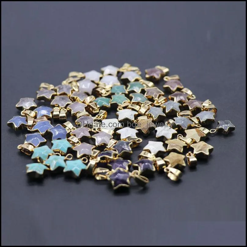 stone alloy geometric stars pendant gem healing crystal necklace ladies stainless steel fashion gifts