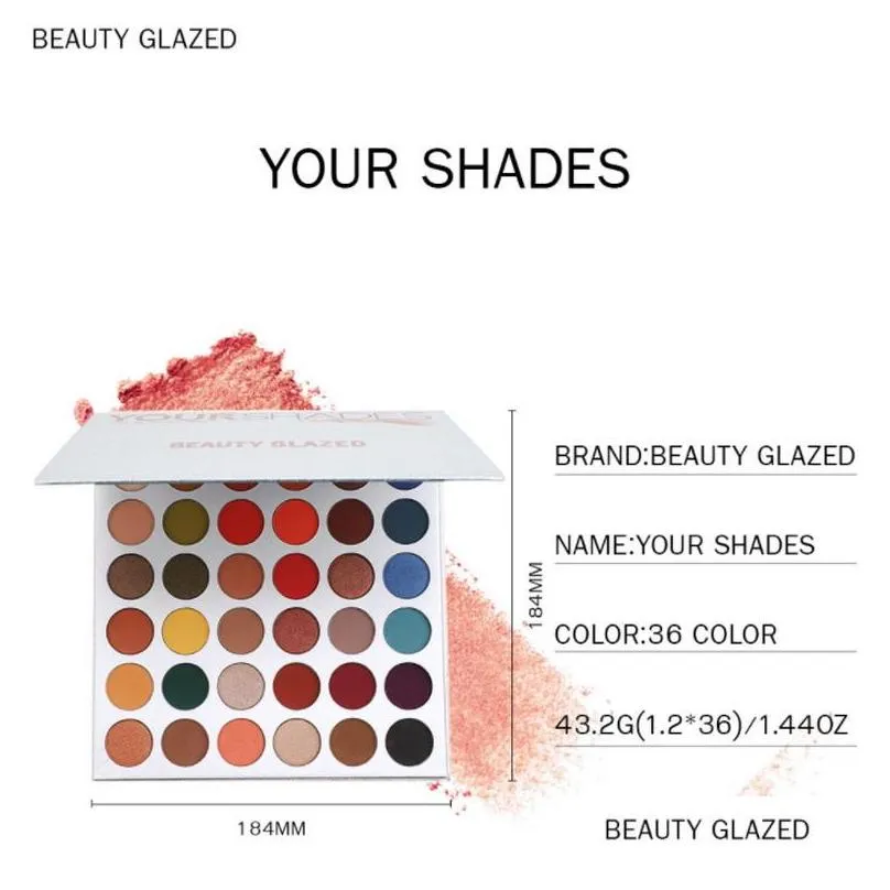 beauty glazed your shades 36 color eyeshadow palette highlight shimmer matte pigment pearlescent metallic makeup eye shadow palettes