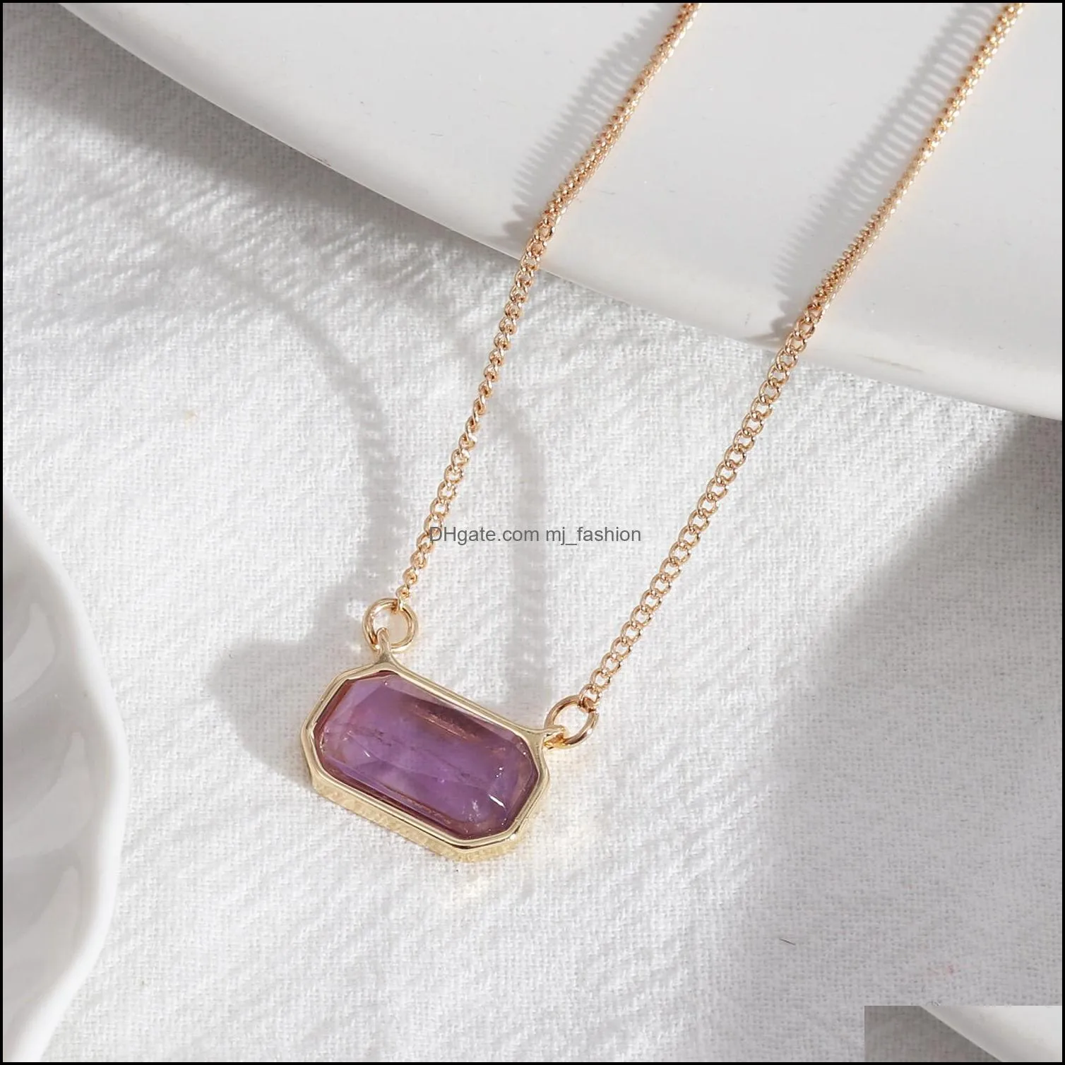 mini stone hexagon geometric pendant gold plated geometry necklaces for lady  brand jewelry