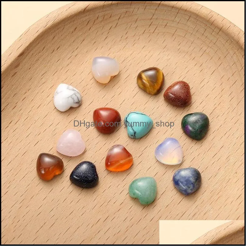 10mm lover heart quartz loose crystal stone cabochons seven chakras beads for jewelry making healing crystal wholesale