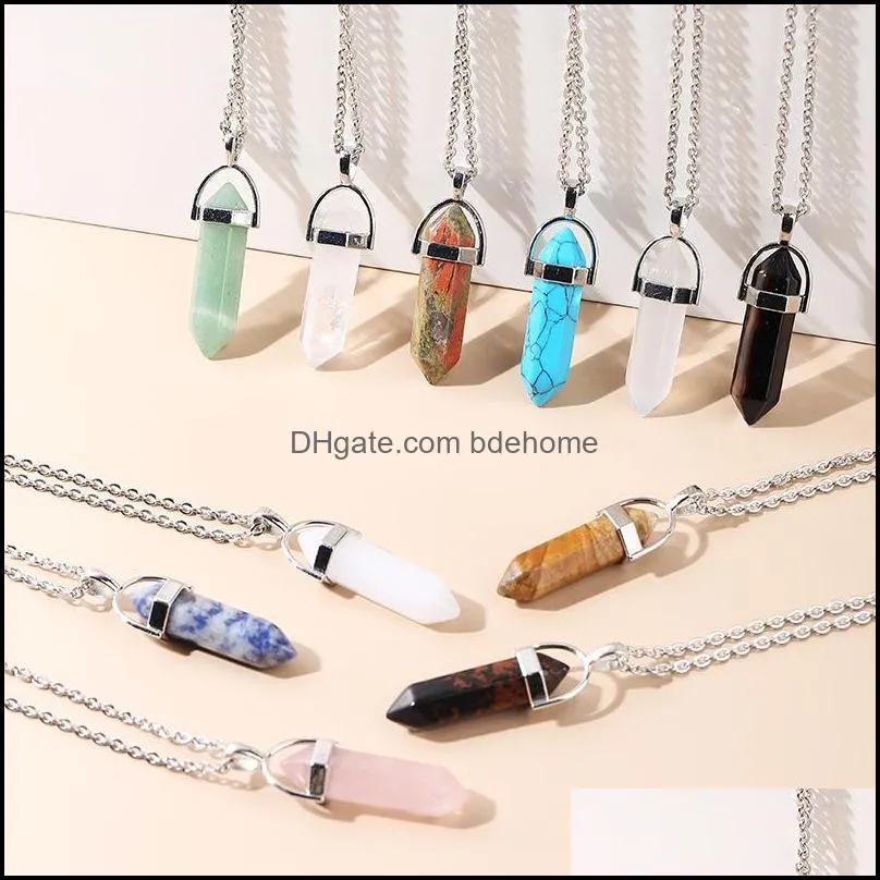 reiki healing crystal stone pendant chakra rose opal tiger eye choker necklaces wholesale energy pendants crystal necklace jewelry