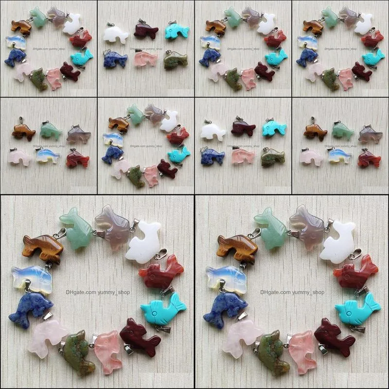 carved  shape assorted natural stone charms crystal pendants for necklace accessories jewelry making
