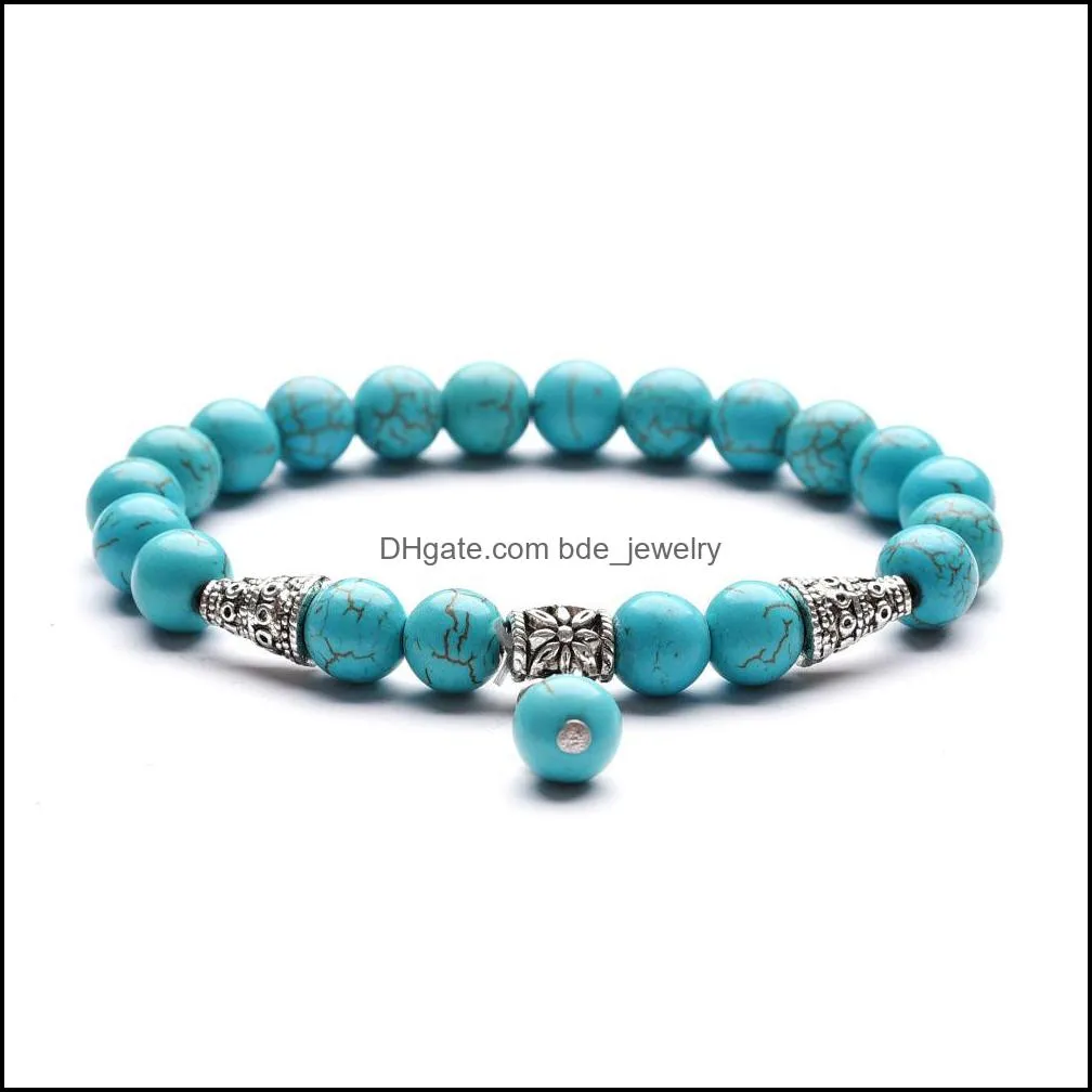 ladies men 8mm lava logan diffuser bracelet charm cone alloy natural stone yoga bead bracelet jewelry gift