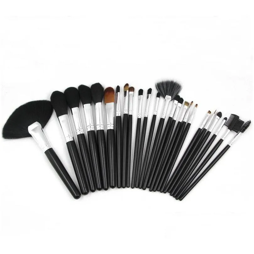 24 piece makeup brush sets goat hair leather pouch beauty tool coloris professional cosmetics make up brushes kit