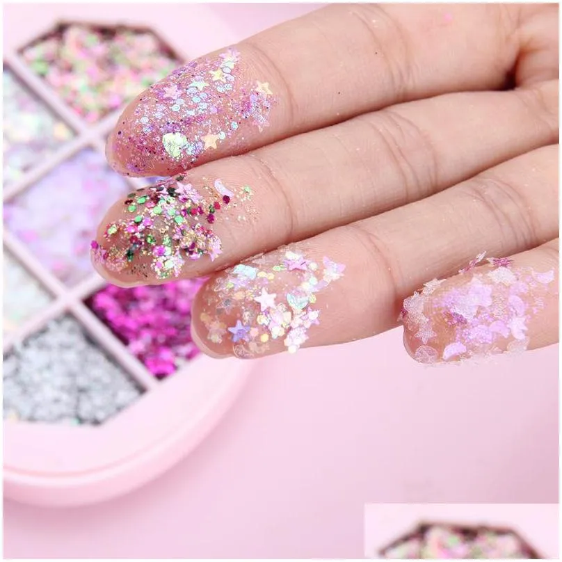 7 color glitter eyeshadow maquillage palette de maquillage face eye hair body star heart fragments sequins diamond shiny stage makeup