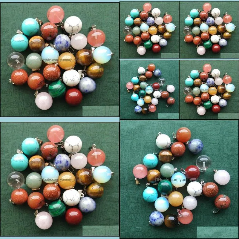 round ball assorted mixed natural stone charms teardrop crystal pendants for necklace accessories jewelry making