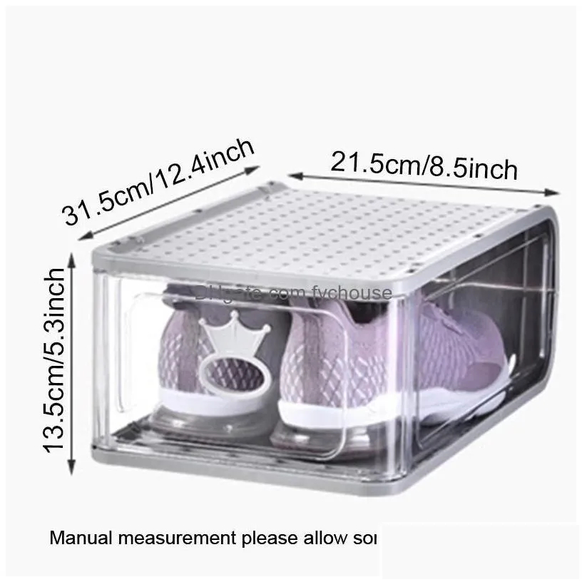 storage boxes bins detachable transparent thickened plastic clear shoe box stackable combination shoes container boxes organizer b