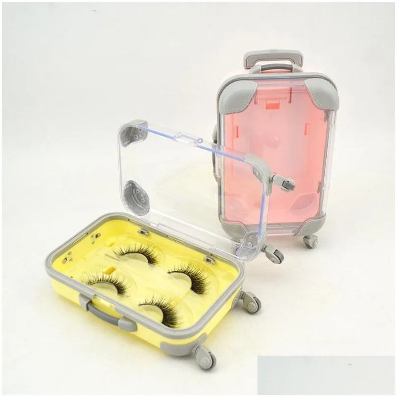 2 pairs of false strip eyelash makeup case without eyelashes suitcase trolley coloris eye lash packaging box