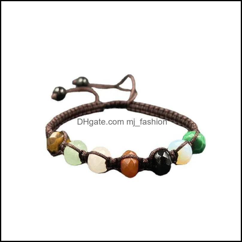 handmade seven chakras beaded braided stone bracelet brown rope hand strings for women friendship craft
