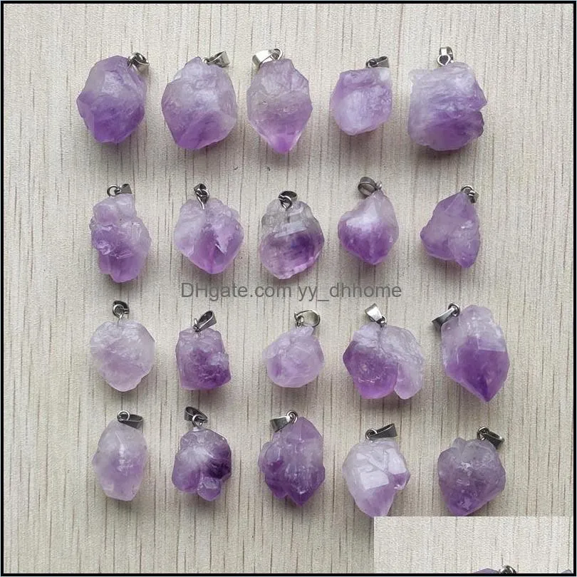 natural irregular shape purple amethyst druzy stone charms pendants for necklace accessories jewelry making