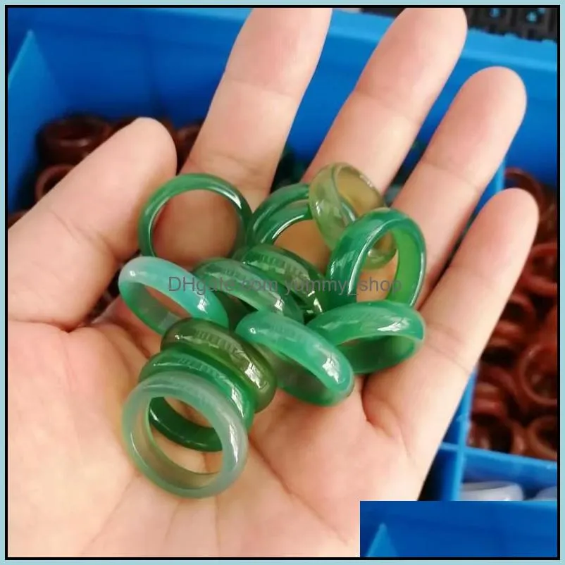 colorful fashion 56mm glass band ring synthetic jade agate stone jewelry hand circle for women men size 1518mm