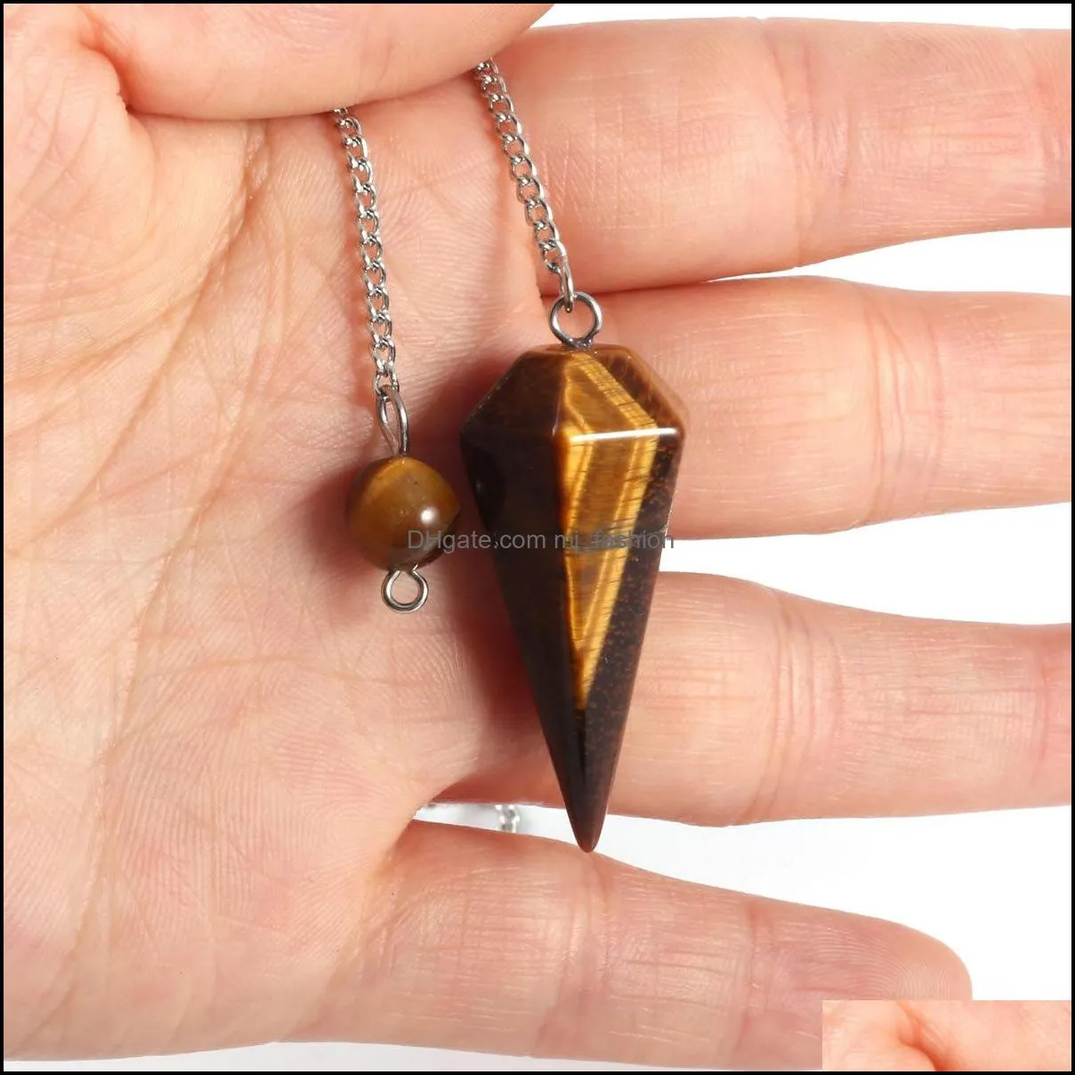 cone chakra pendulums semiprecious stones pendant amulet reiki healing crystal meditation for men women