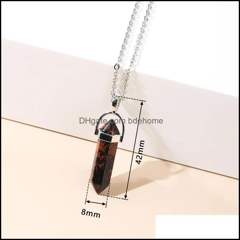 reiki healing crystal stone pendant chakra rose opal tiger eye choker necklaces wholesale energy pendants crystal necklace jewelry