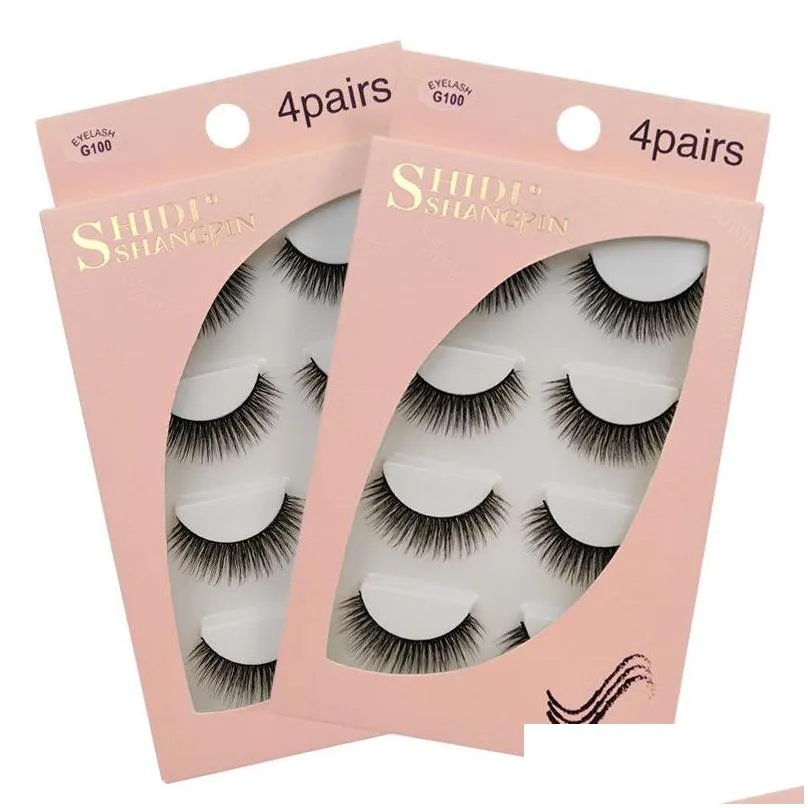 3d mink false eyelashes faux cils 4 pairs bushy eyelash natural sof handmade crisscross eye lash extensions makeup