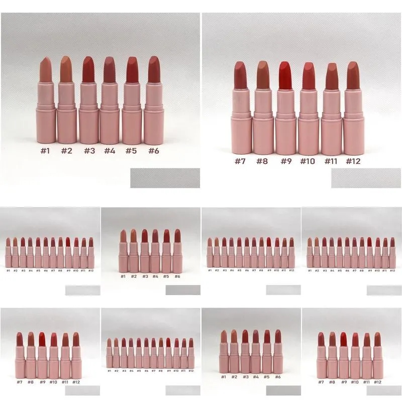 pink matte lipstick shades longlasting easy to wear natural 12 colors makeup wholesall lip stick