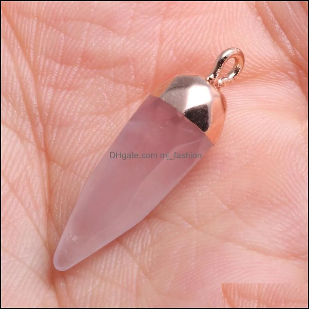 chakra stone point pendulum pendant healing crystal reiki charms for necklace jewelry making amethyst rose quartz