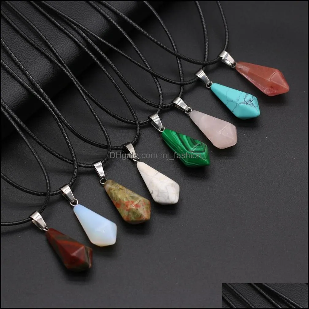 pendulum reiki healing crystal pendant energy stone quartz rope chain necklaces fashion women men jewelry wholesale