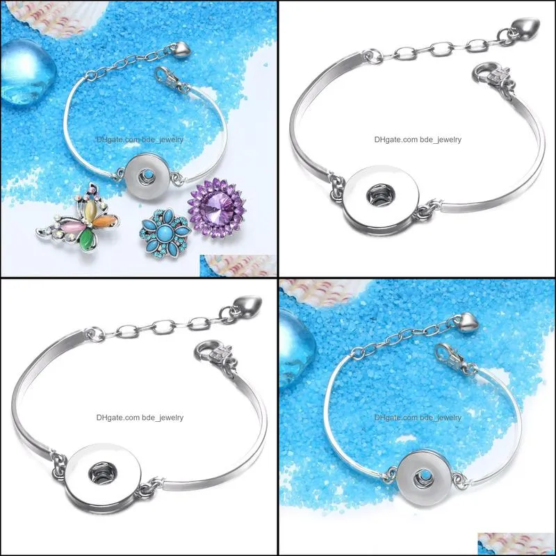 silver alloy bangle noosa snap button charms bracelet fit 18mm snaps buttons jewelry for women men sh010