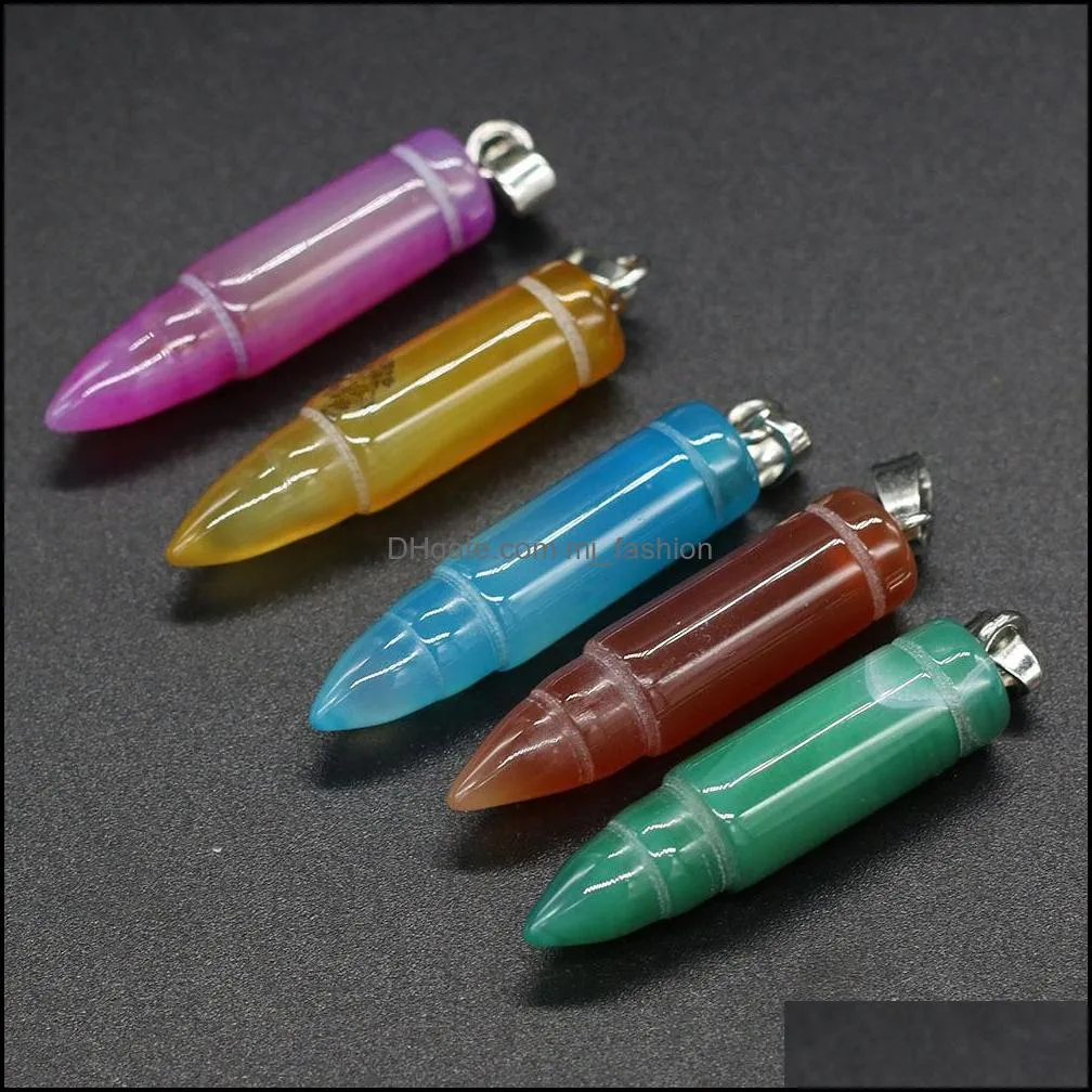 arrowhead point semiprecious stone pillar pendulum pendant diy men necklace energy jewelry making hip hop retro punk style