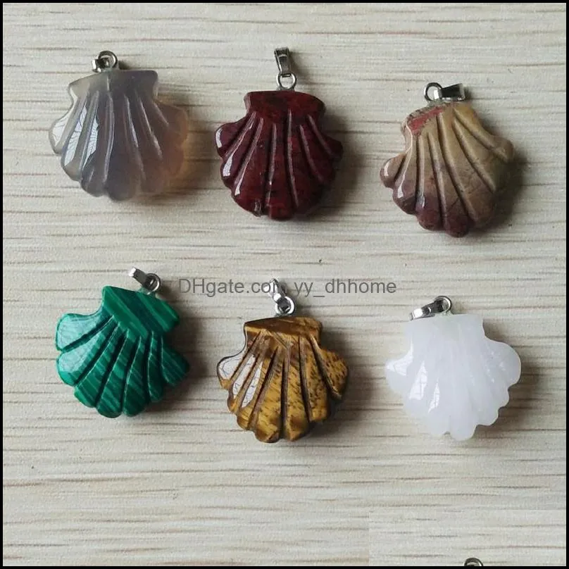 carved flower shape assorted natural stone charms crystal pendants for necklace accessories jewelry making