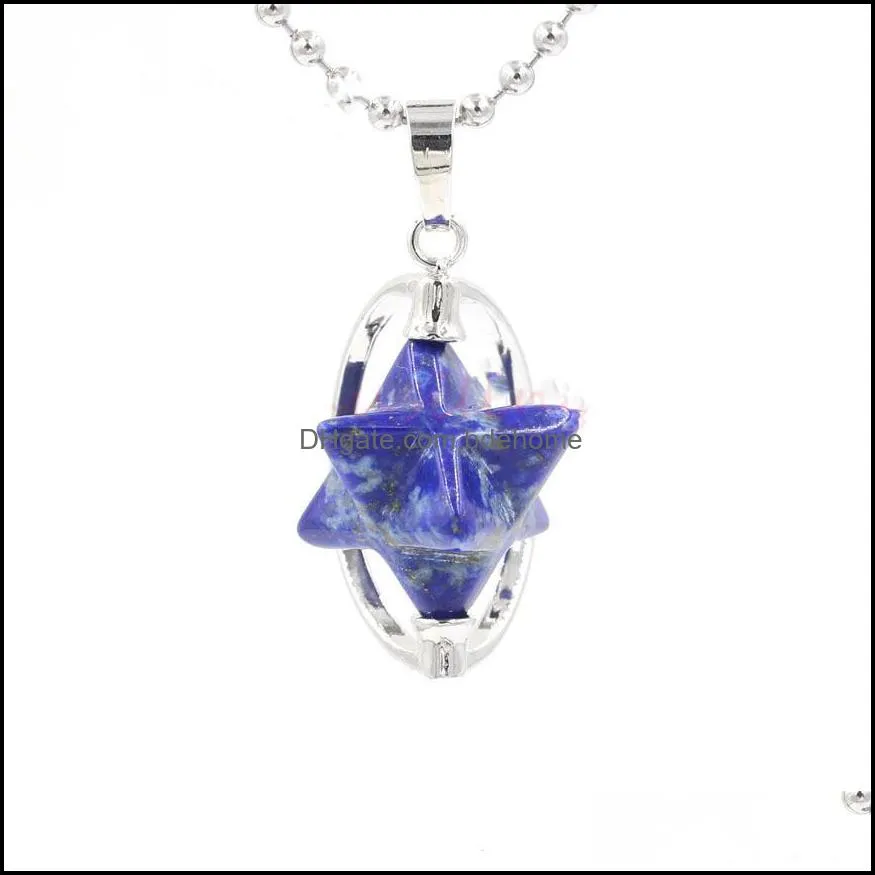 reiki healing crystal five star pendant men and women stainless steel reiki healing necklace