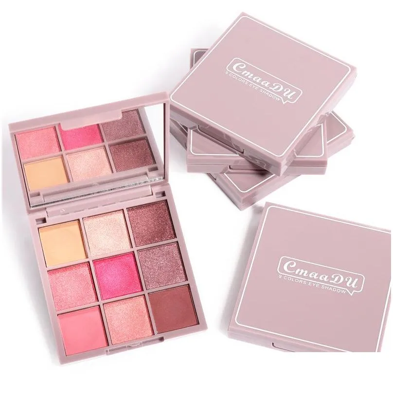 makeup 9 color eyeshadow palette waterproof keyboard fingertip pumpkin color matte and shimmer eye shadow