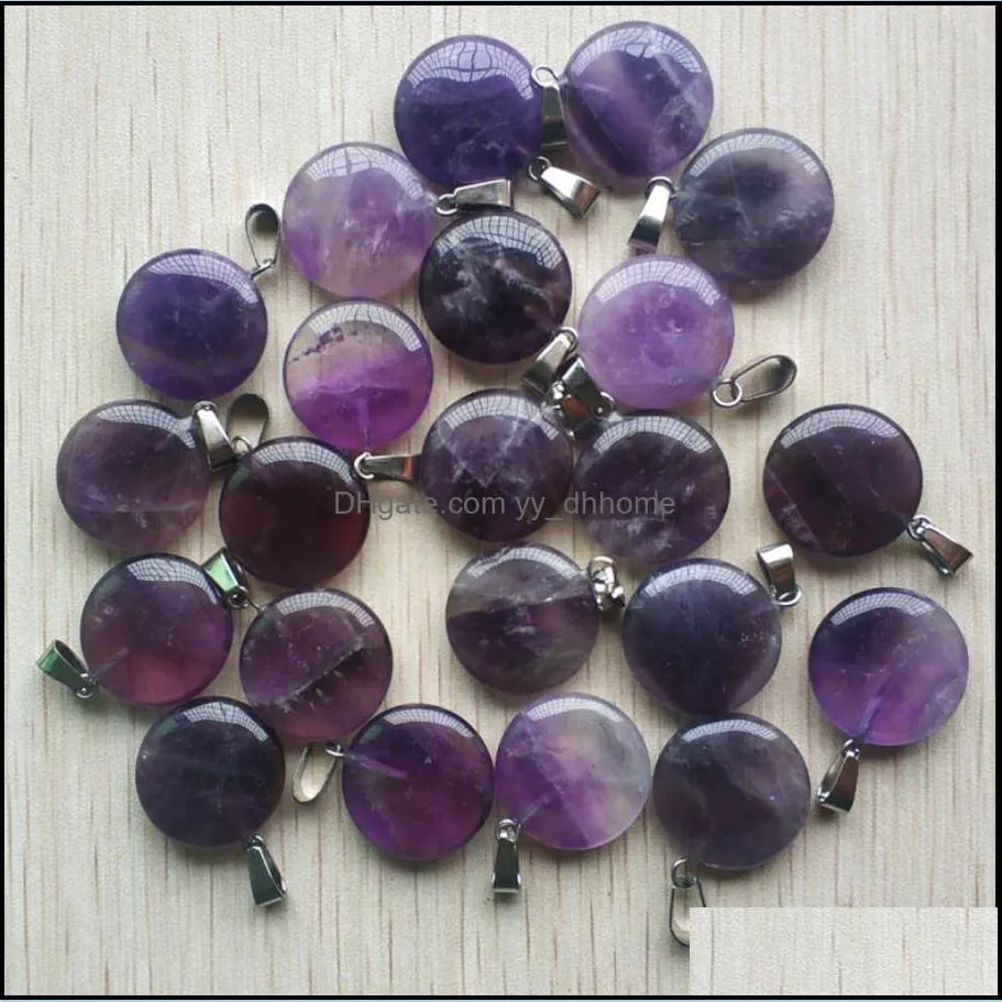 round ssorted 18mm circle donut amethyst natural stone charms crystal pendants for necklace accessories jewelry making