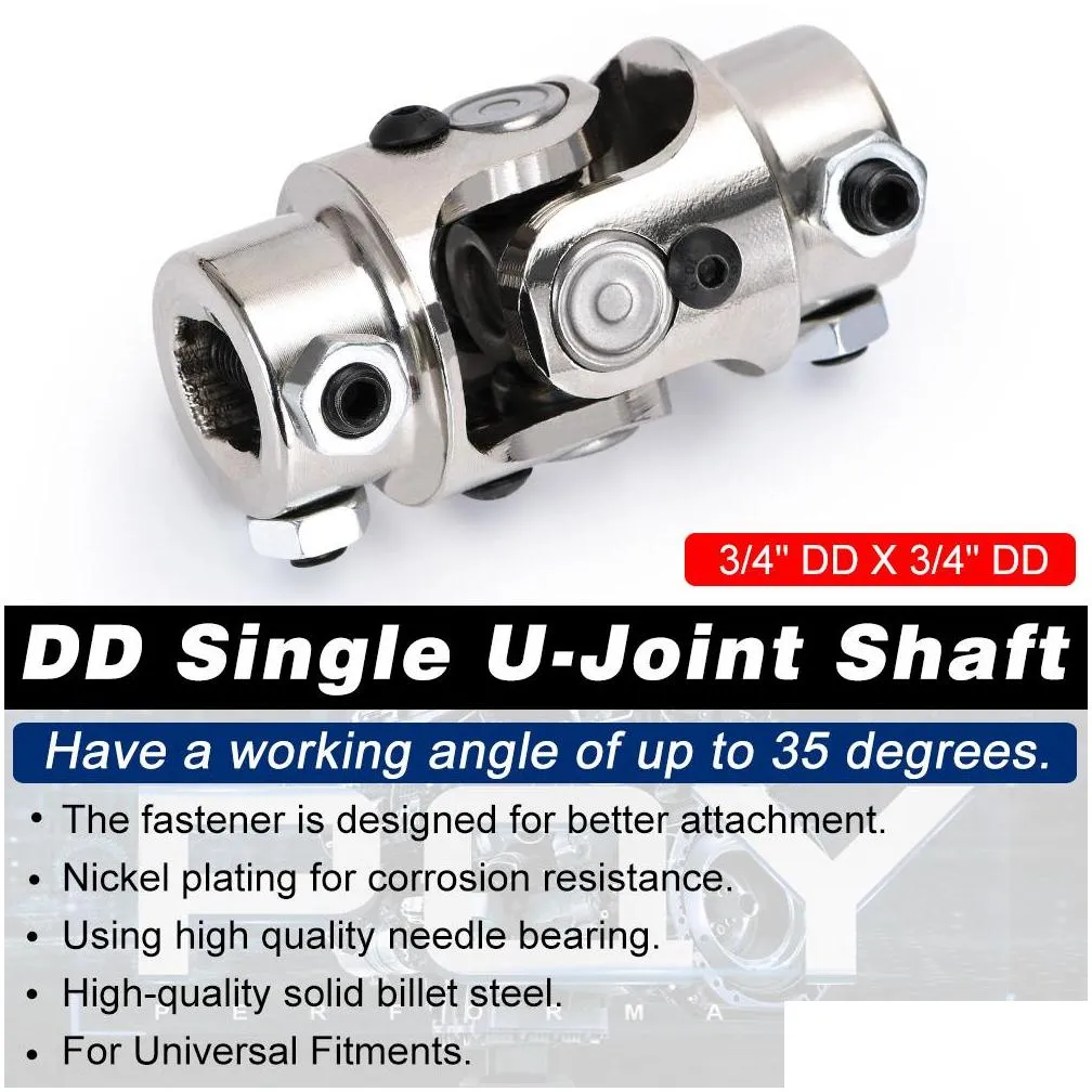 pqy 3/4 dd x 3/4 dd nickel plating single steering shaft universal u joint total length 83mm 31/4 pqysjs01