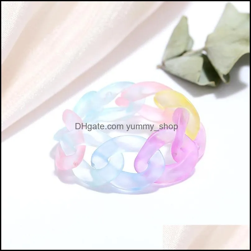 link chain resin acrylic ring bohemia jelly colored design rings for women geometric punk jewelry gifts