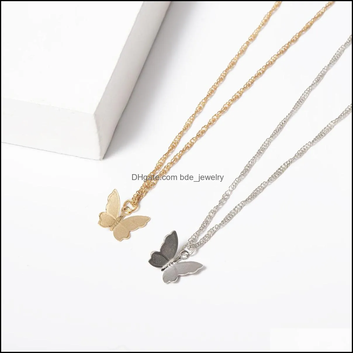 butterfly choker necklace and earrings gold silver layered chain dainty chokers pendant necklaces for women girls