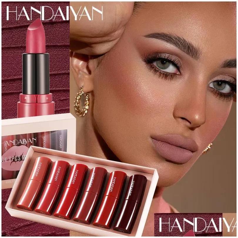 handaiyan arc lipstick matte set 6pcs rich colors velvet moisturizer longlasting easy to wear beauty maquillage luxury makeup