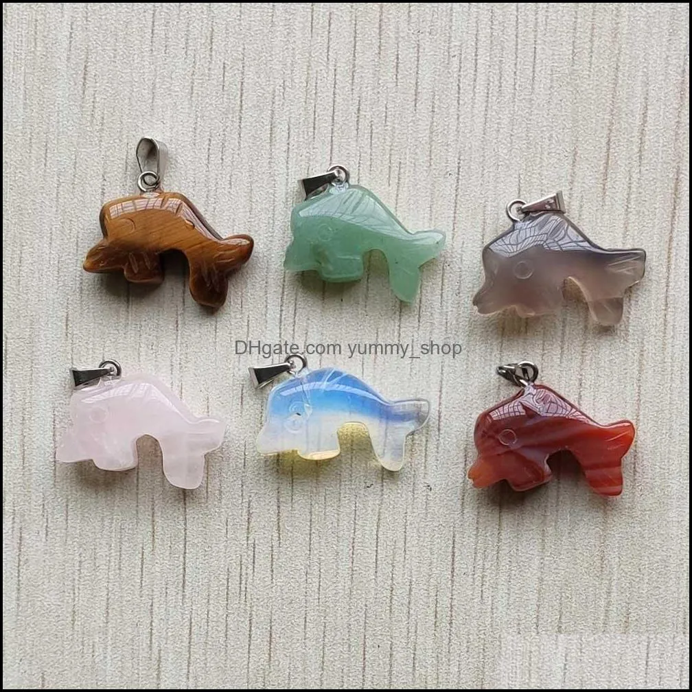 carved  shape assorted natural stone charms crystal pendants for necklace accessories jewelry making