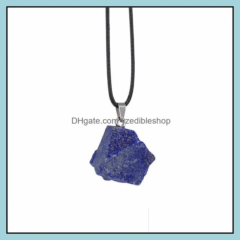 top square natural irregular shape gemstone rose quartz healing crystal stone pendant unisex necklace