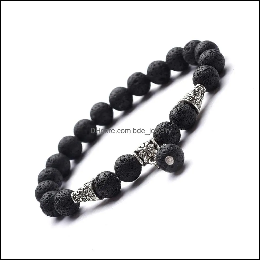 ladies men 8mm lava logan diffuser bracelet charm cone alloy natural stone yoga bead bracelet jewelry gift