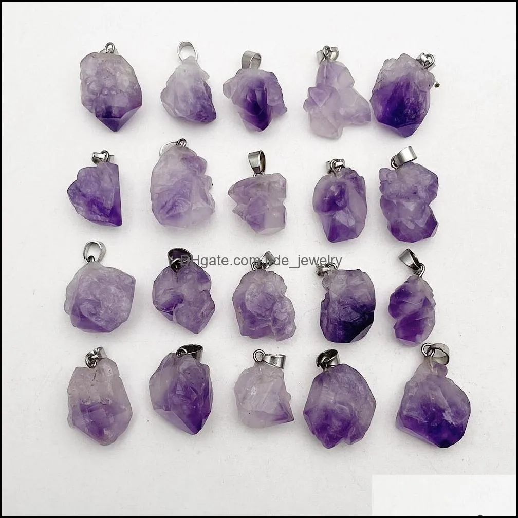 natural amethysts stone pendants for jewelry making charms irregular accessories