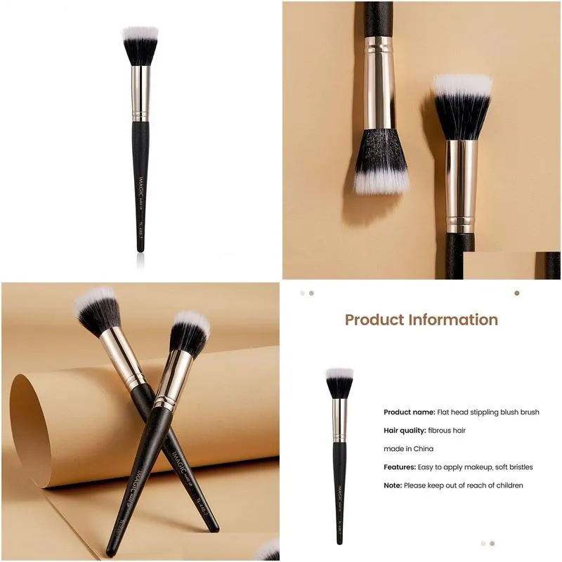 flat head stippling blush brush professional makeup face brushes double layer bristles natural blending waterproof easy to use make up