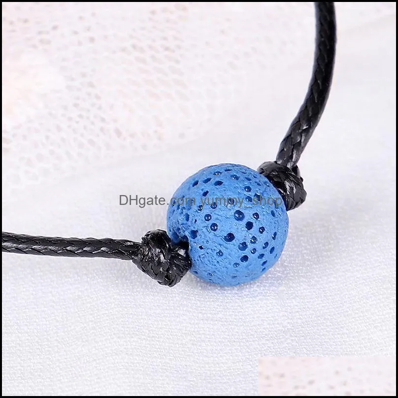 colorful lava stone beads bracelet diy essential oil perfume diffuser black rope braided friendship bracelets women men jewelry