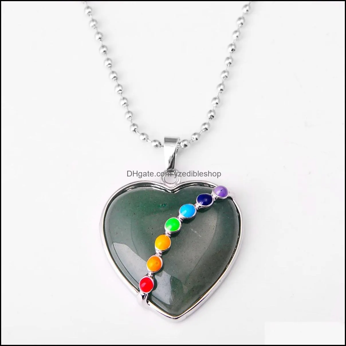 heartshaped ring face with 7color heartshaped gemstone pendant necklace european and american women models