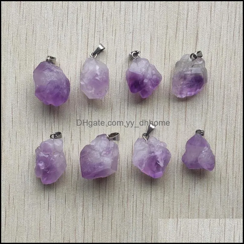 natural irregular shape purple amethyst druzy stone charms pendants for necklace accessories jewelry making