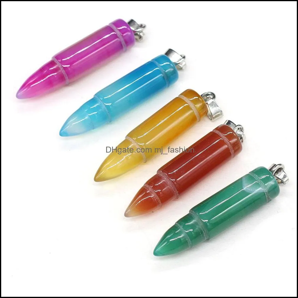 arrowhead point semiprecious stone pillar pendulum pendant diy men necklace energy jewelry making hip hop retro punk style