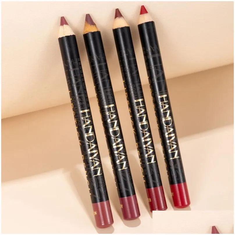 handaiyan matte lip liner set lipstick pencil 12 colors easy to wear natural longlasting line eyes and lips makeup kit