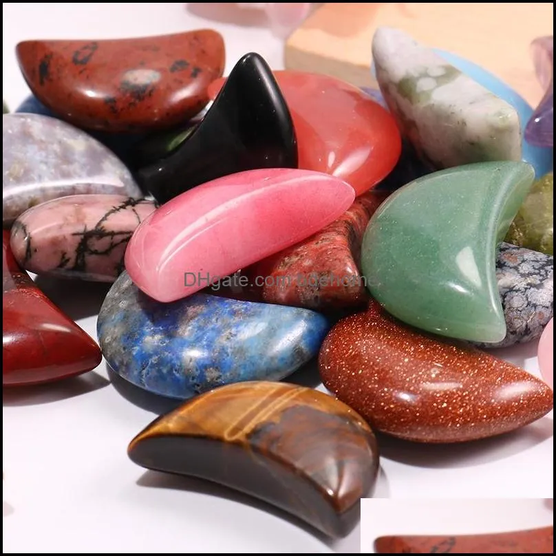 30mm wholesale custom natural crystal stone small crescent healing crystal moon stones for jewelry making bend crafts ornament