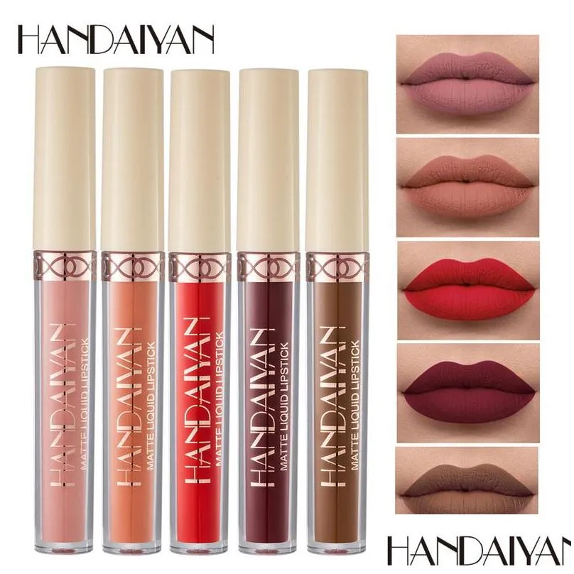 handaiyan lip gloss matte liquid lipstick foggy velvet lipgloss 12 color waterproof nonstick cup long last lips makeup