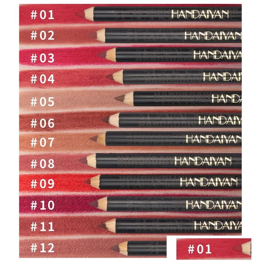 handaiyan matte lip liner set lipstick pencil 12 colors easy to wear natural longlasting line eyes and lips makeup kit