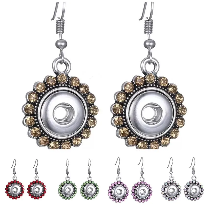 bohemian noosa 12mm ginger snap dangle earring jewelry fashion silver crystal snaps button chunks drop earrings women person gift