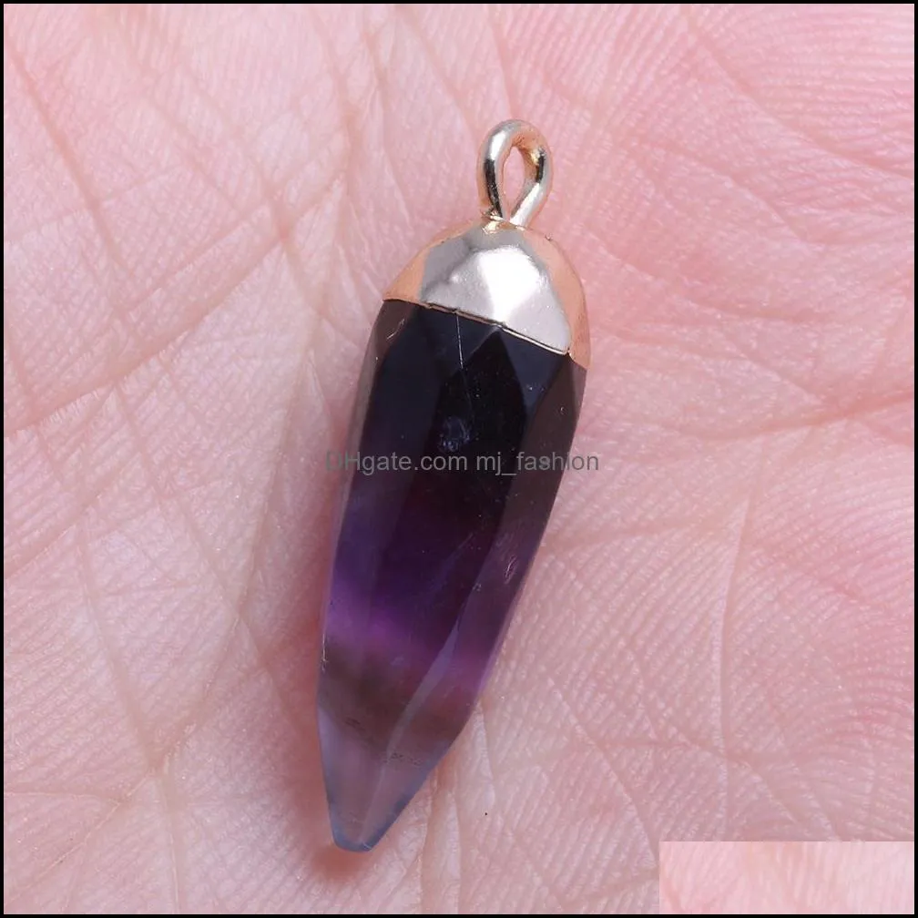 chakra stone point pendulum pendant healing crystal reiki charms for necklace jewelry making amethyst rose quartz