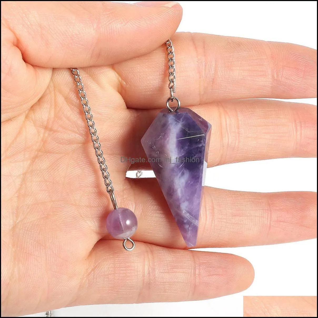 cone chakra pendulums semiprecious stones pendant amulet reiki healing crystal meditation for men women